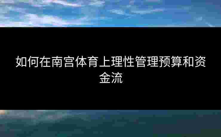 如何在南宫体育上理性管理预算和资金流