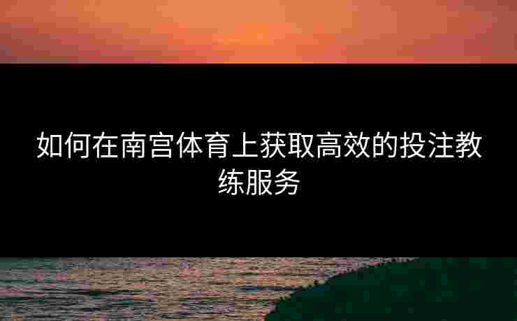 如何在南宫体育上获取高效的投注教练服务