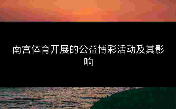 南宫体育开展的公益博彩活动及其影响